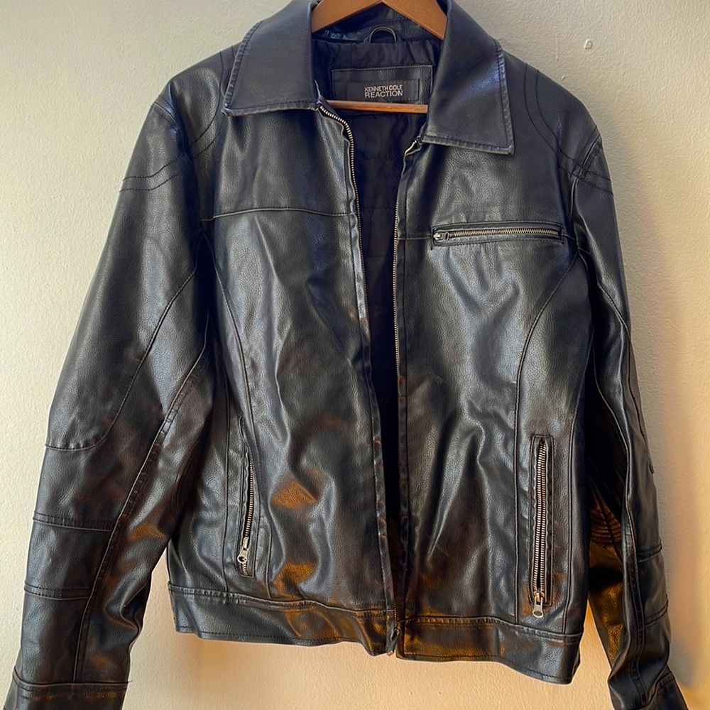 Kenneth Cole Reaction Black Moto Mens Jacket size:M